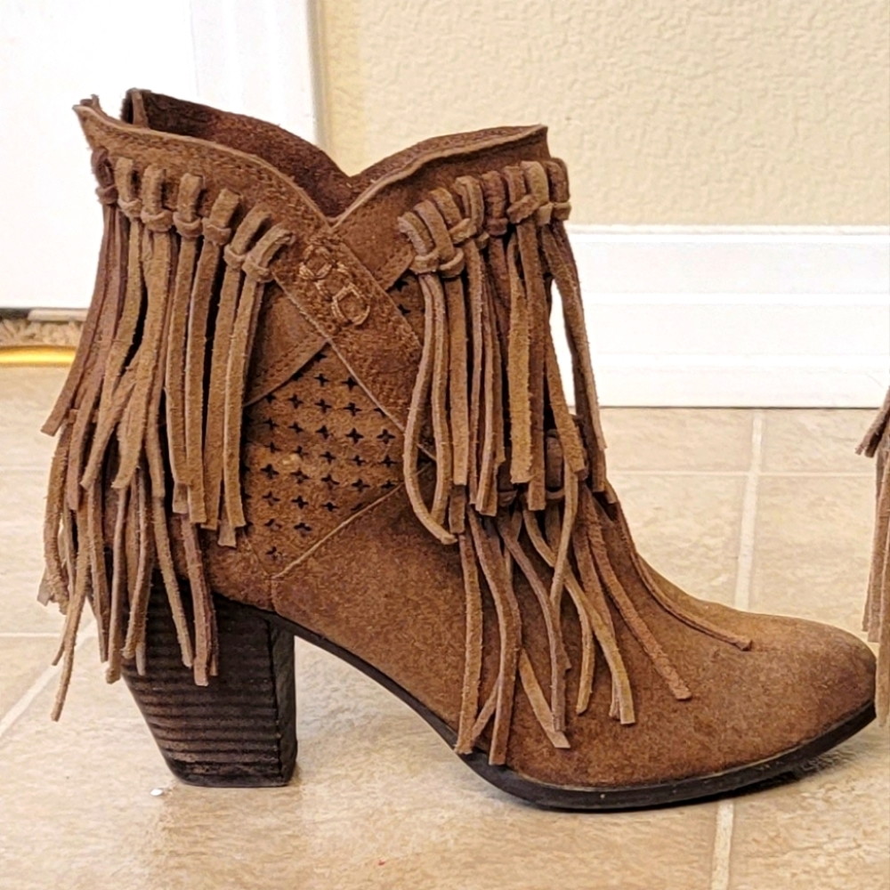 Naughty Monkey Suede Fringe Ankle Boots